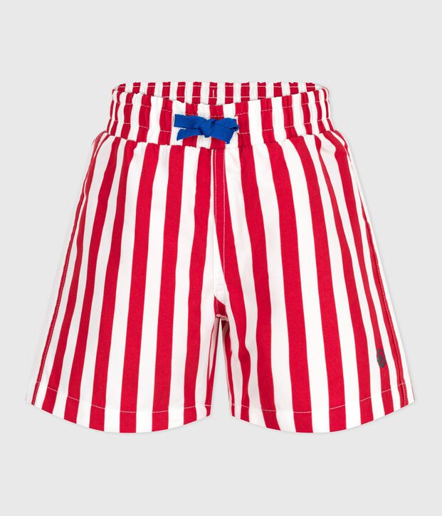 Short de bain enfant &agrave; rayures rouge/rouge