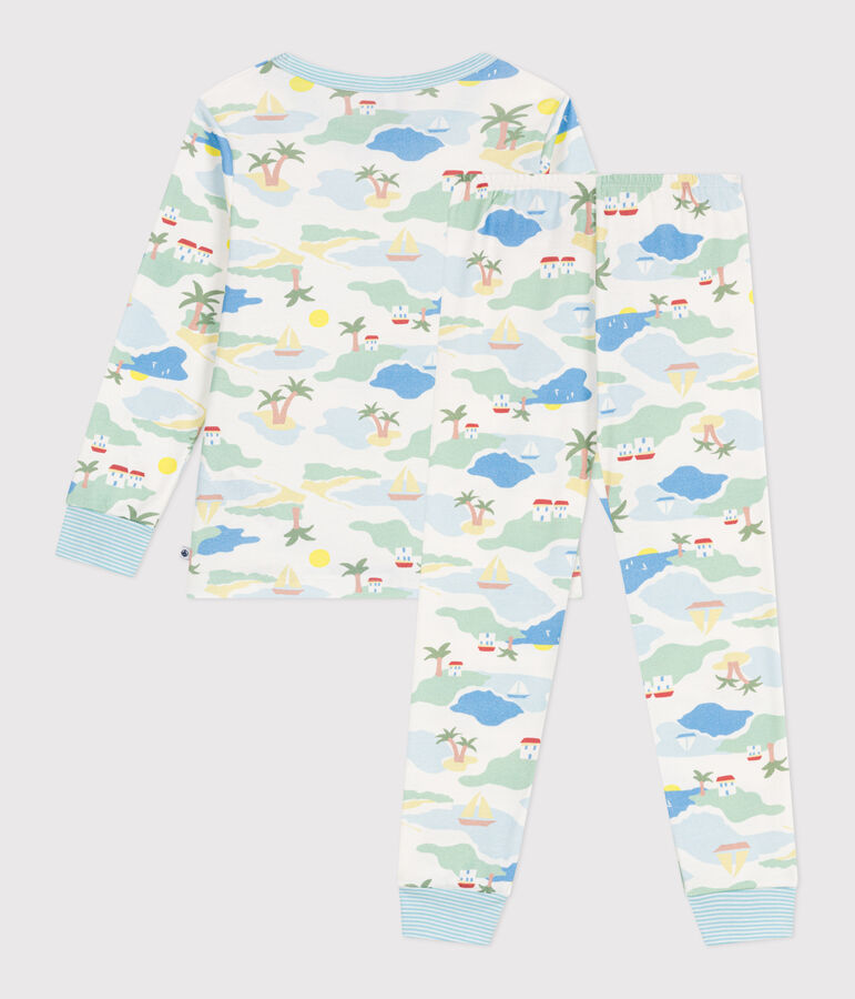 Pyjama enfant en coton imprim&eacute; blanc/multicouleur