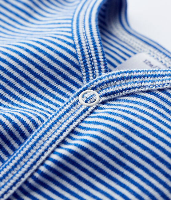 Babyblauw gestreepte katoenen pyjama zonder voetjes blauw PABLITO/wit MARSHMALLOW
