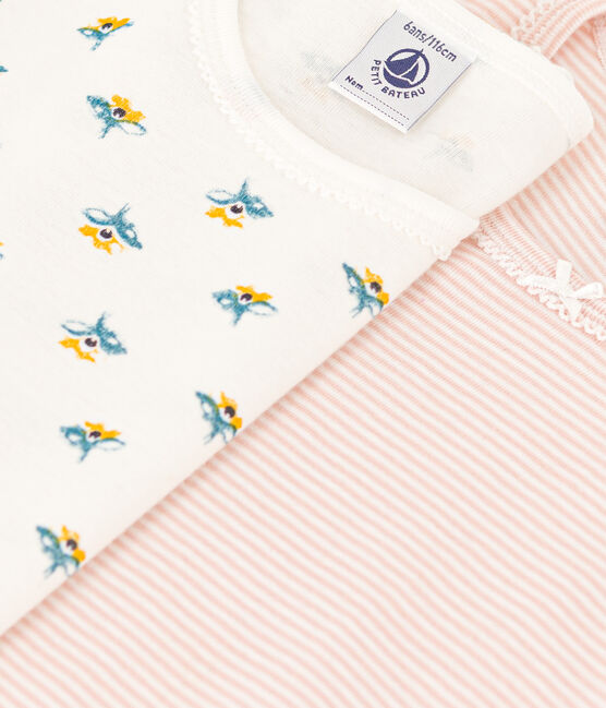 Set van 2 T-shirts met lange mouwen en bloemen voor meisjes in katoen variante 1