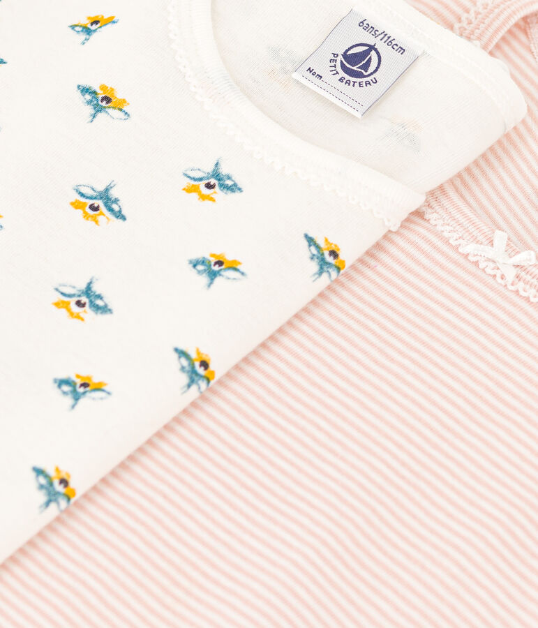 Set van 2 T-shirts met lange mouwen en bloemen voor meisjes in katoen multicouleur