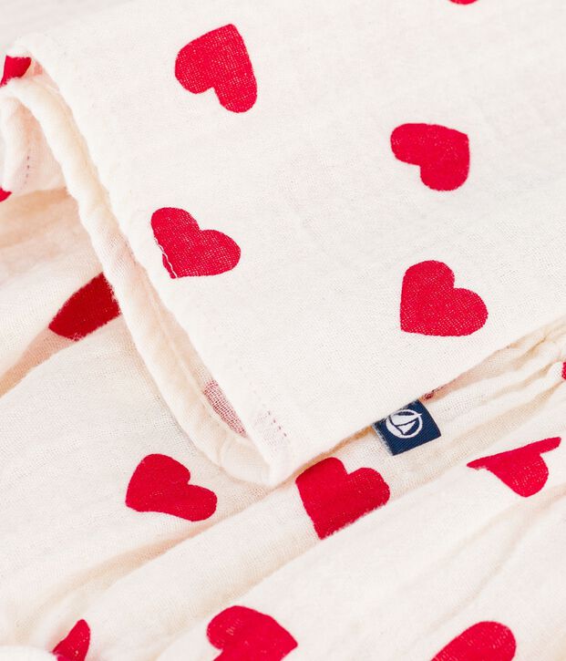 Robe b&eacute;b&eacute; en coton avec son bloomer, imprim&eacute;s c&oelig;urs rouge/rouge