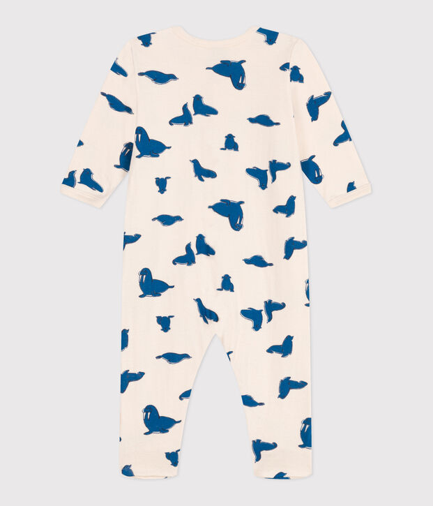 Babypyjama van tubic met walrusprint ecru/multicouleur