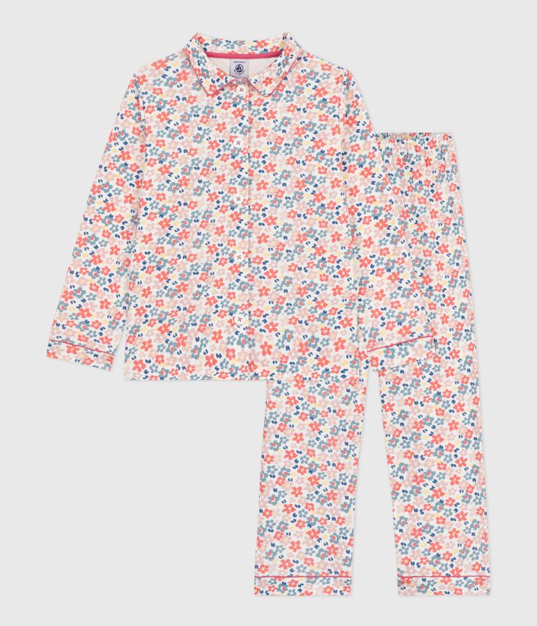 Pyjama boutonn&eacute; enfant en coton imprim&eacute; blanc/multicouleur