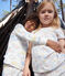 Katoenen pyjamashort met regenboogprint voor kinderen wit MARSHMALLOW/wit MULTICO