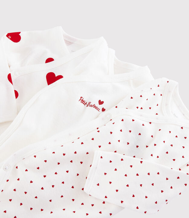 Lot de bodies crois&eacute;s manches longues b&eacute;b&eacute; mixte en coton imprim&eacute; coeur multicouleur