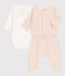 Ensemble 3 pièces bébé en tubique imprimé graphique blanc MARSHMALLOW/blanc MULTICO