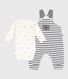 Babysetje met salopette met marinestreepjes en body met print