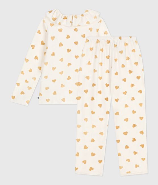 Fluwelen kinderpyjama met goudkleurige hartjesprint MILK/ DORE