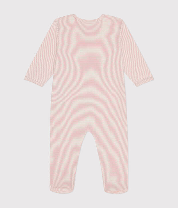 Katoenen babypyjama roze/wit
