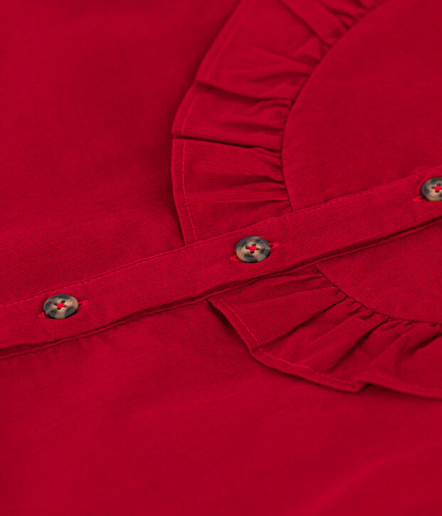 Blouse en velours fin enfant fille rouge