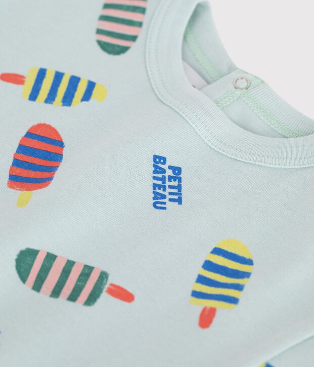 Tee-shirt b&eacute;b&eacute; en coton &agrave; manches courtes, imprim&eacute; mouettes bleu/multicouleur