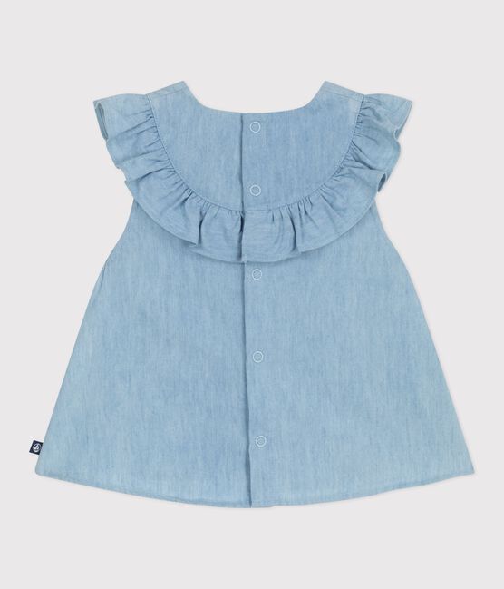 Blouse bébé en coton sans manches en chambray brodé bleu BLEU CLAIR