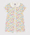Korte playsuit met bloemen van katoen voor baby's wit MARSHMALLOW/wit MULTICO