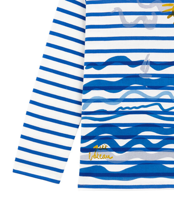 Marinière creative enfant garçon blanc MARSHMALLOW/bleu PERSE