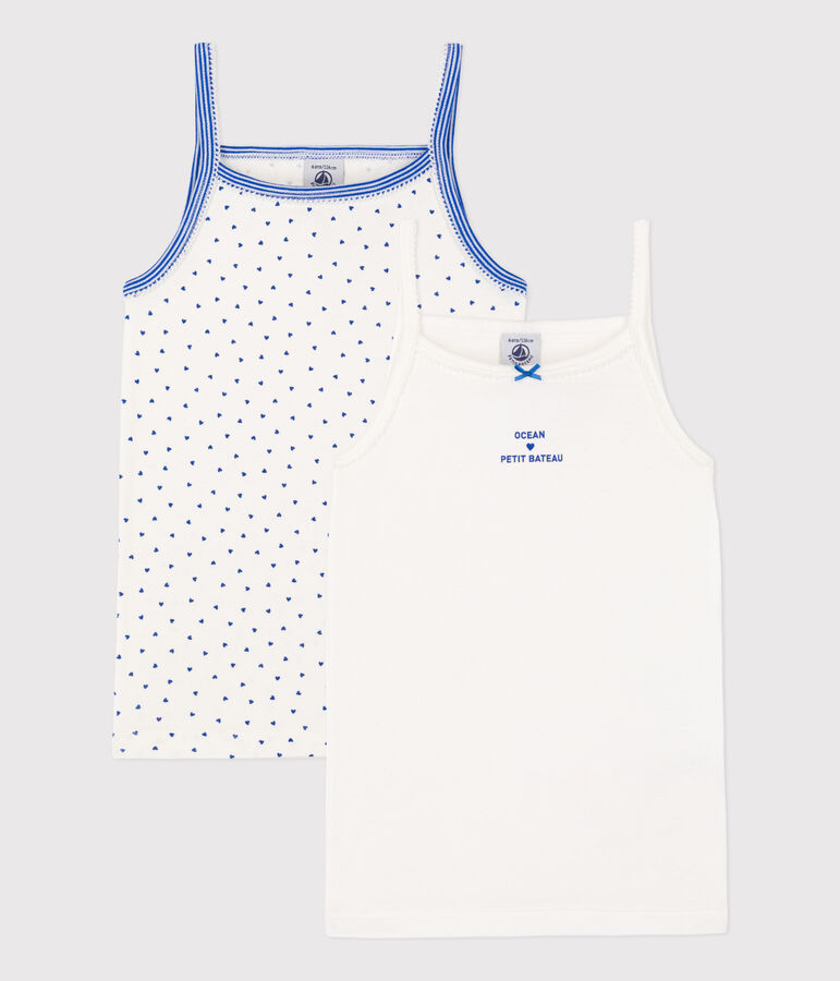 Set van 2 katoenen meisjeshemdjes met bandjes multicouleur