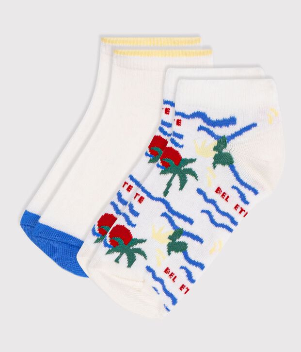 2 paires de chaussettes enfant en coton imprim&eacute; palmier multicouleur