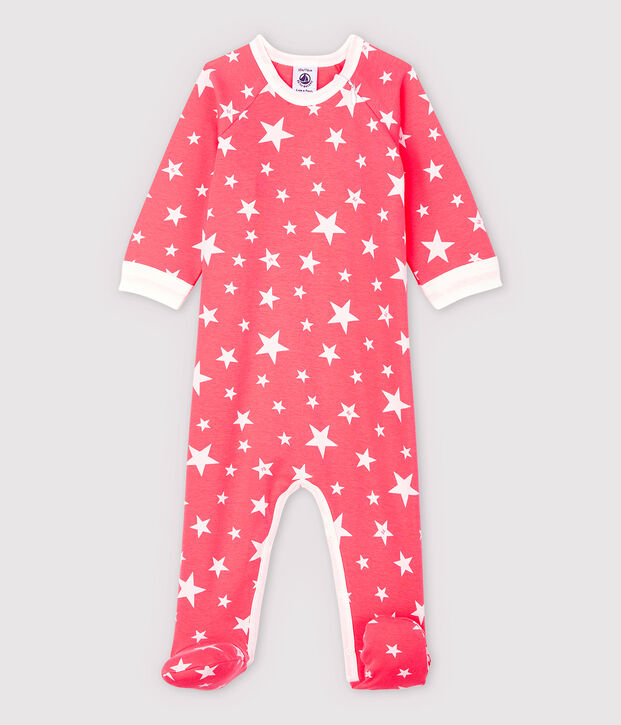 Dors-bien zipp&eacute; &agrave; &eacute;toiles b&eacute;b&eacute; en coton orange/blanc