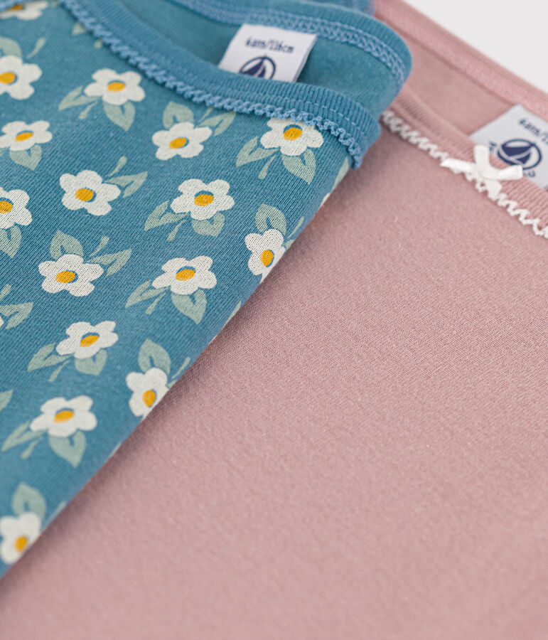 Lot de 2 chemises &agrave; bretelles fleur en coton petite fille multicouleur