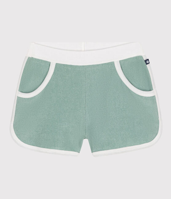 Short enfant en coton éponge uni vert PAUL