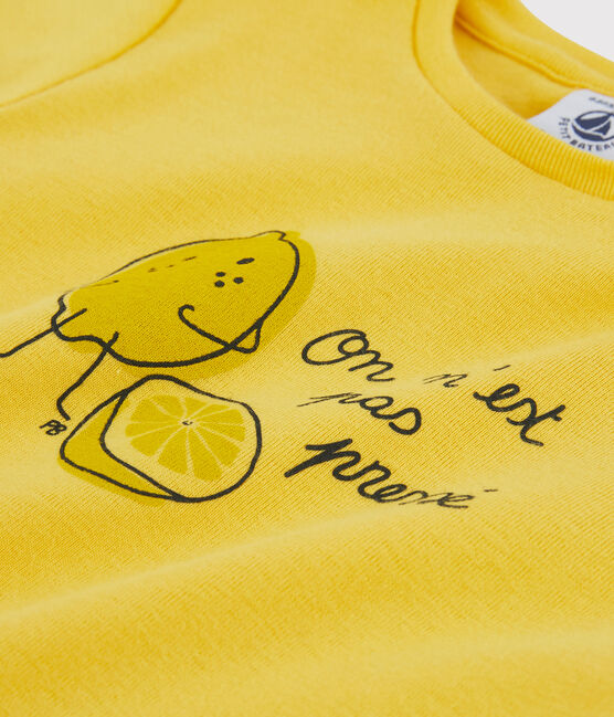 T-shirt met korte mouwen in katoen voor meisjes geel ORGE