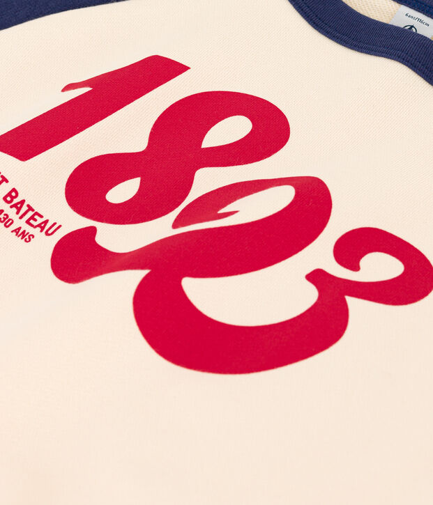 Sweater in molton voor meisjes/jongens blauw/ecru