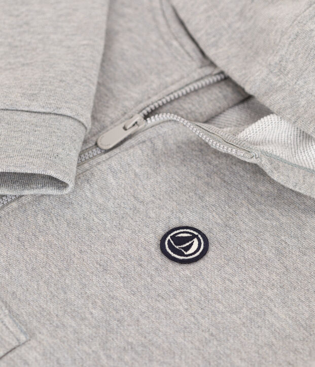 Sweatshirt zipp&eacute; &agrave; capuche en molleton enfant gar&ccedil;on gris