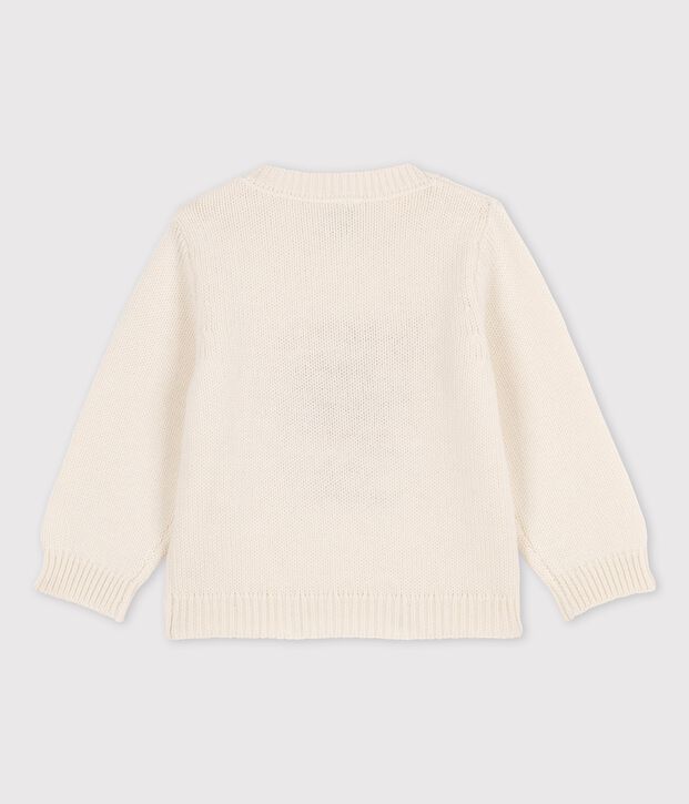 Pull en tricot en laine et coton b&eacute;b&eacute; blanc/multicouleur