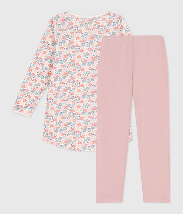 Nachthemd en legging voor kinderen van velours met bloemenprint roze/multicouleur