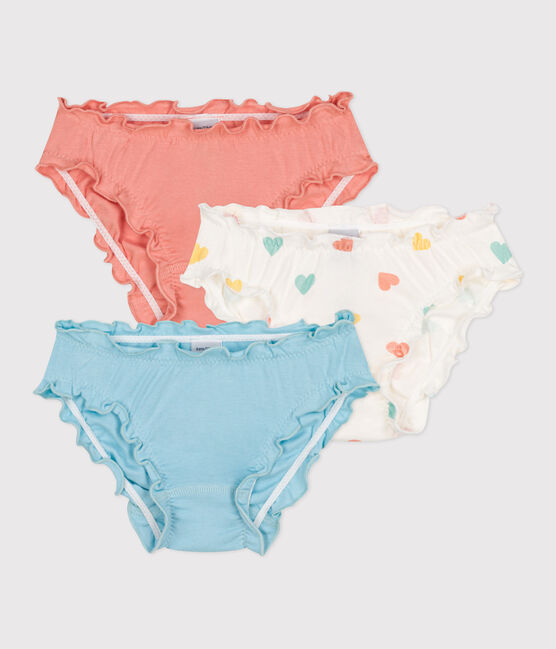 Lot de 3 culottes enfant en coton froufrou imprimé cœurs variante 1