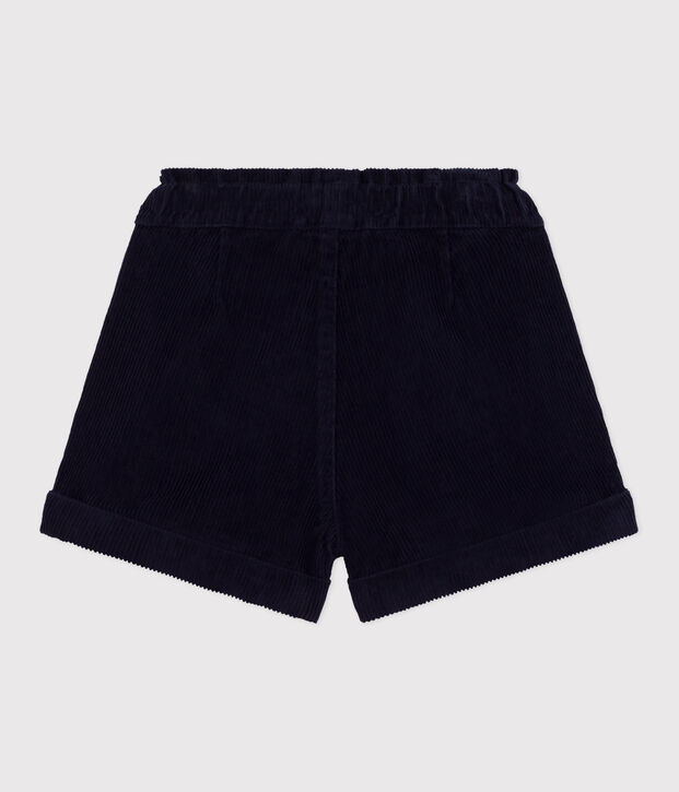 Short enfant en velours uni bleu marine