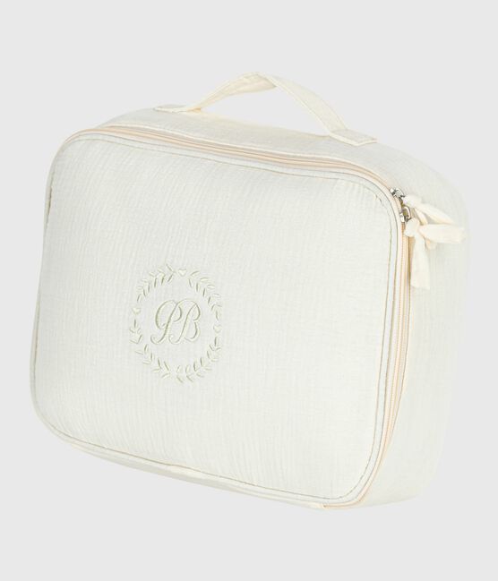 Geschenkendoos van geborduurd katoenen gaas voor baby's wit MARSHMALLOW