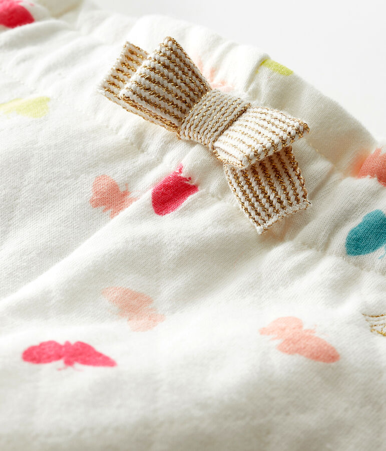 Broek met print babymeisje wit/multicouleur