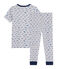 Jongenspyjama van ribtricot met skatesmotief grijs POUSSIERE/wit MULTICO