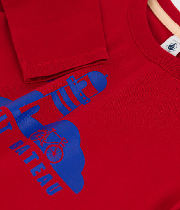 Tee-shirt manches longues en coton enfant gar&ccedil;on rouge