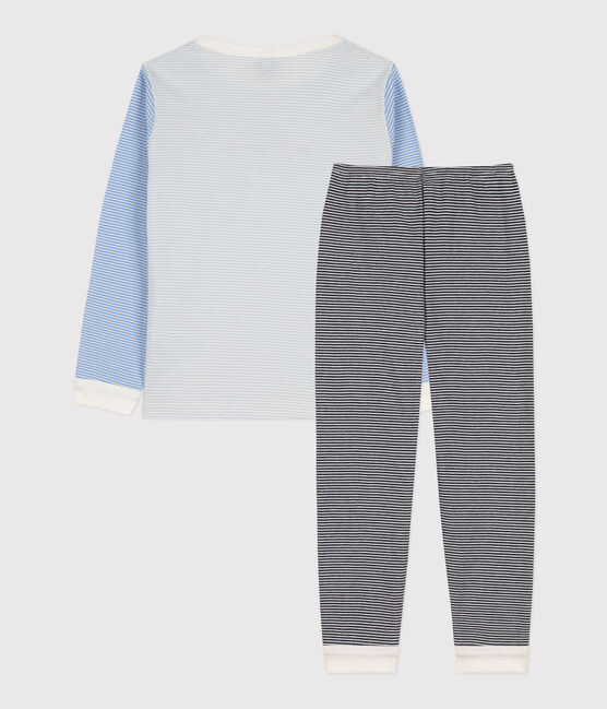Pyjama met milleraiesprint in drie kleuren voor kleine meisjes en jongens blauw SMOKING/wit MULTICO