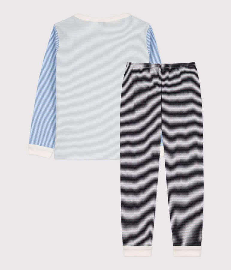 Pyjama milleraies tricolore en coton enfant bleu/multicouleur