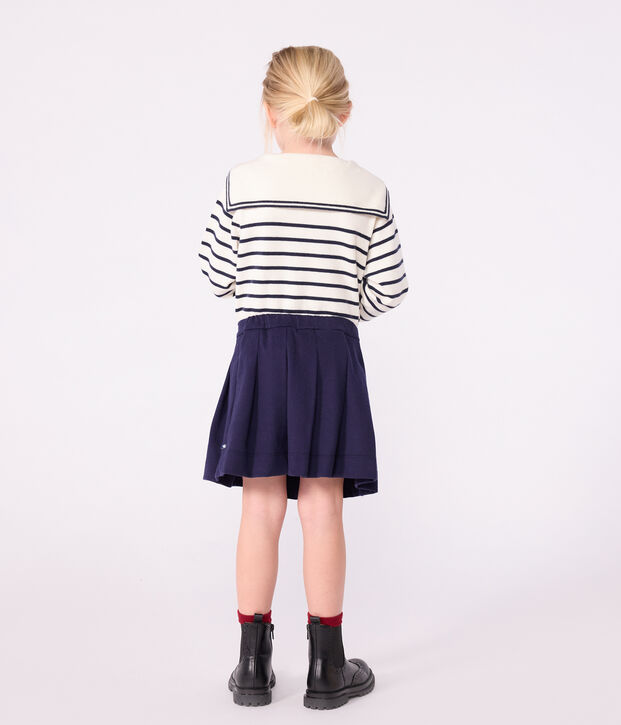 Jupe en coton enfant unie bleu marine