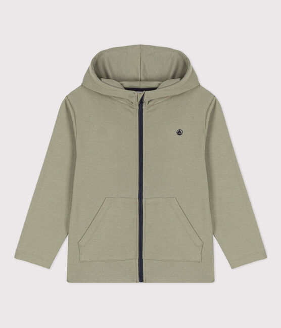 Sweatshirt zippé à capuche enfant garçon vert MARECAGE