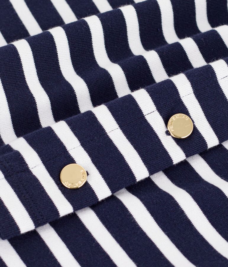 Gestreept katoenen marineshirt voor dames blauw SMOKING/wit MARSHMALLOW