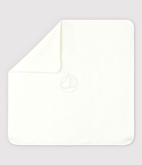 Couverture bébé en tubique matelassé en coton biologique blanc MARSHMALLOW