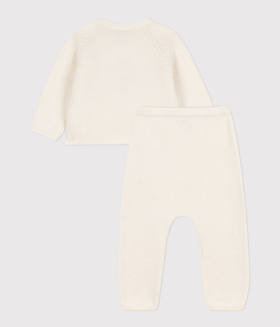 Ensemble en tricot laine et coton bébé blanc MARSHMALLOW