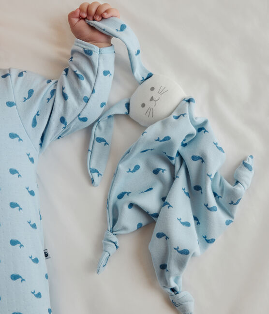 Doudou bébé en coton imprimé bleu TOUDOU/ ALASKA