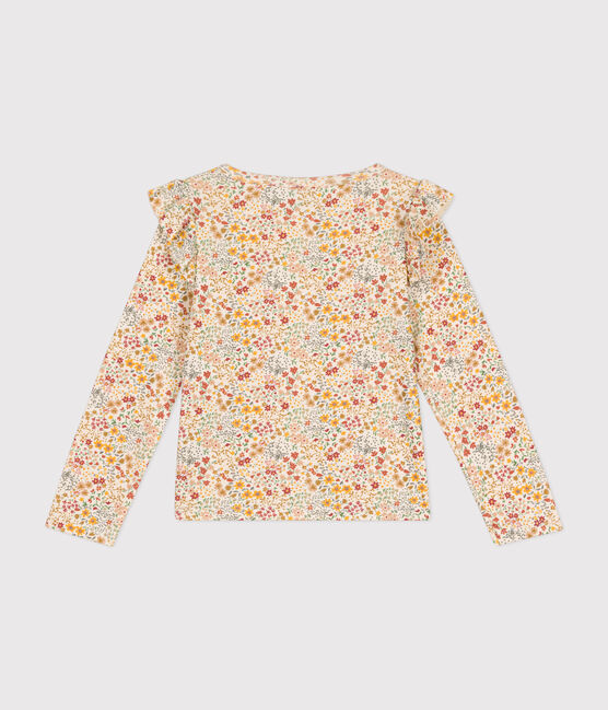 Tee-shirt manches longues en côte enfant fille blanc AVALANCHE/ MULTICO