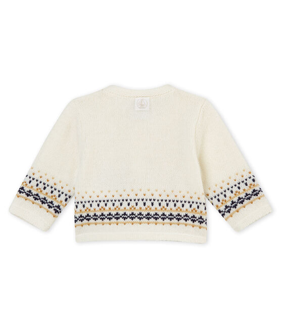 Jacquardgebreid vest voor babyjongens wit MARSHMALLOW
