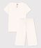 Pyjama petits cœurs petite fille en coton blanc MARSHMALLOW/ PAPAYE