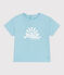 Effen katoenen T-shirt met korte mouwen voor baby's blauw AQUATIC