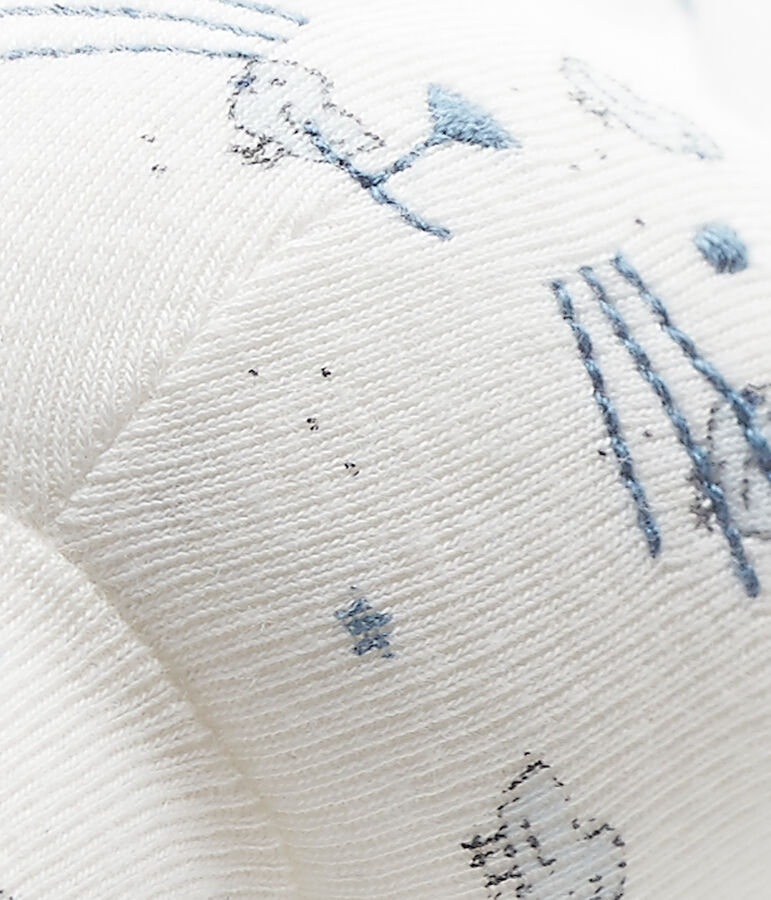 Doudou lapin b&eacute;b&eacute; mixte imprim&eacute; blanc/multicouleur