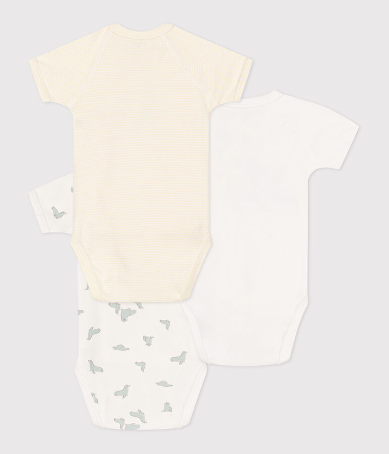Set van 3 katoenen rompertjes met print en korte mouwen voor baby's multicouleur