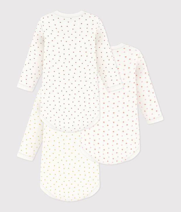Lot de bodies manches longues en coton imprim&eacute; petit c&oelig;urs b&eacute;b&eacute; multicouleur
